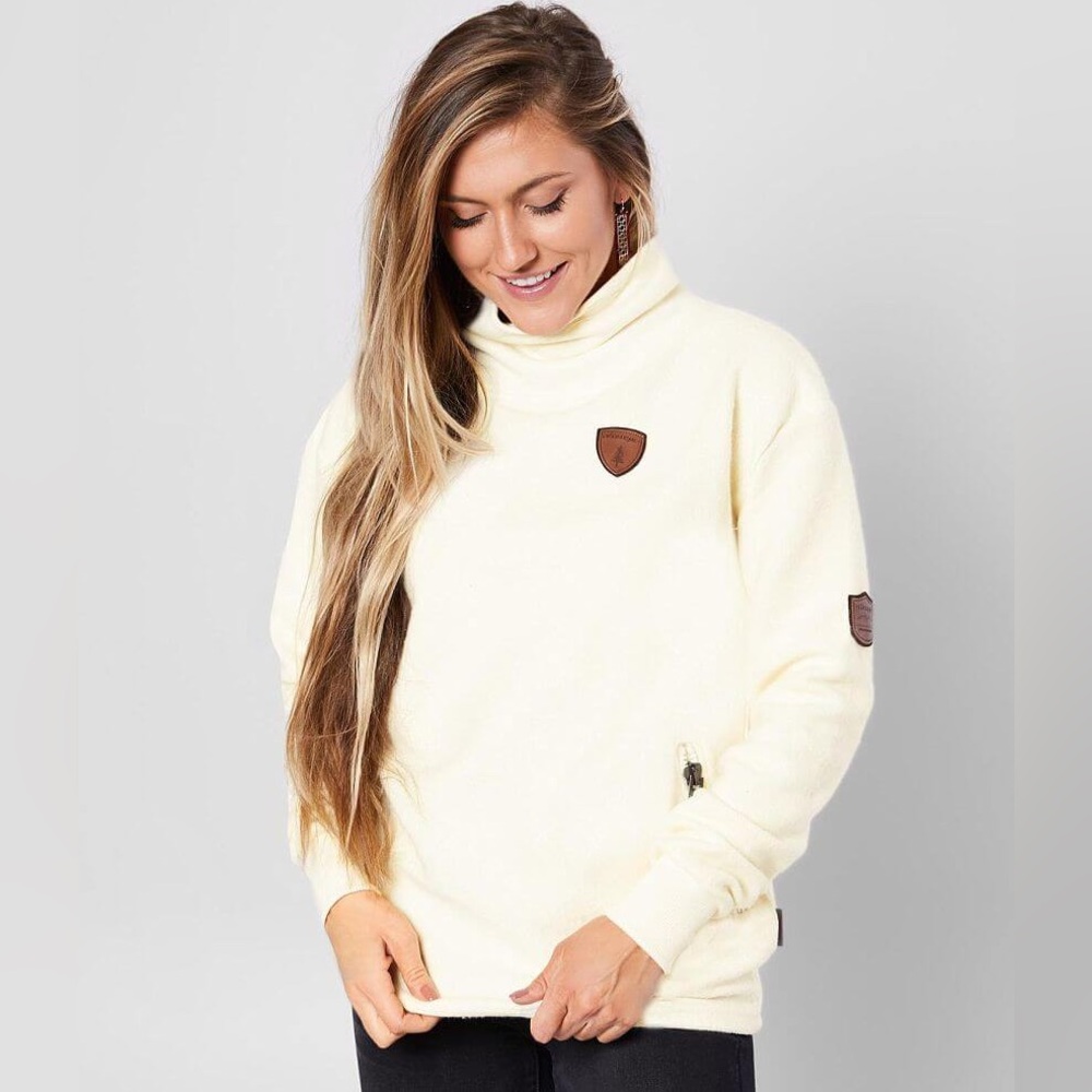 Wanakome Kimberly Cowl Neck Sweatshirt XS oatmeal